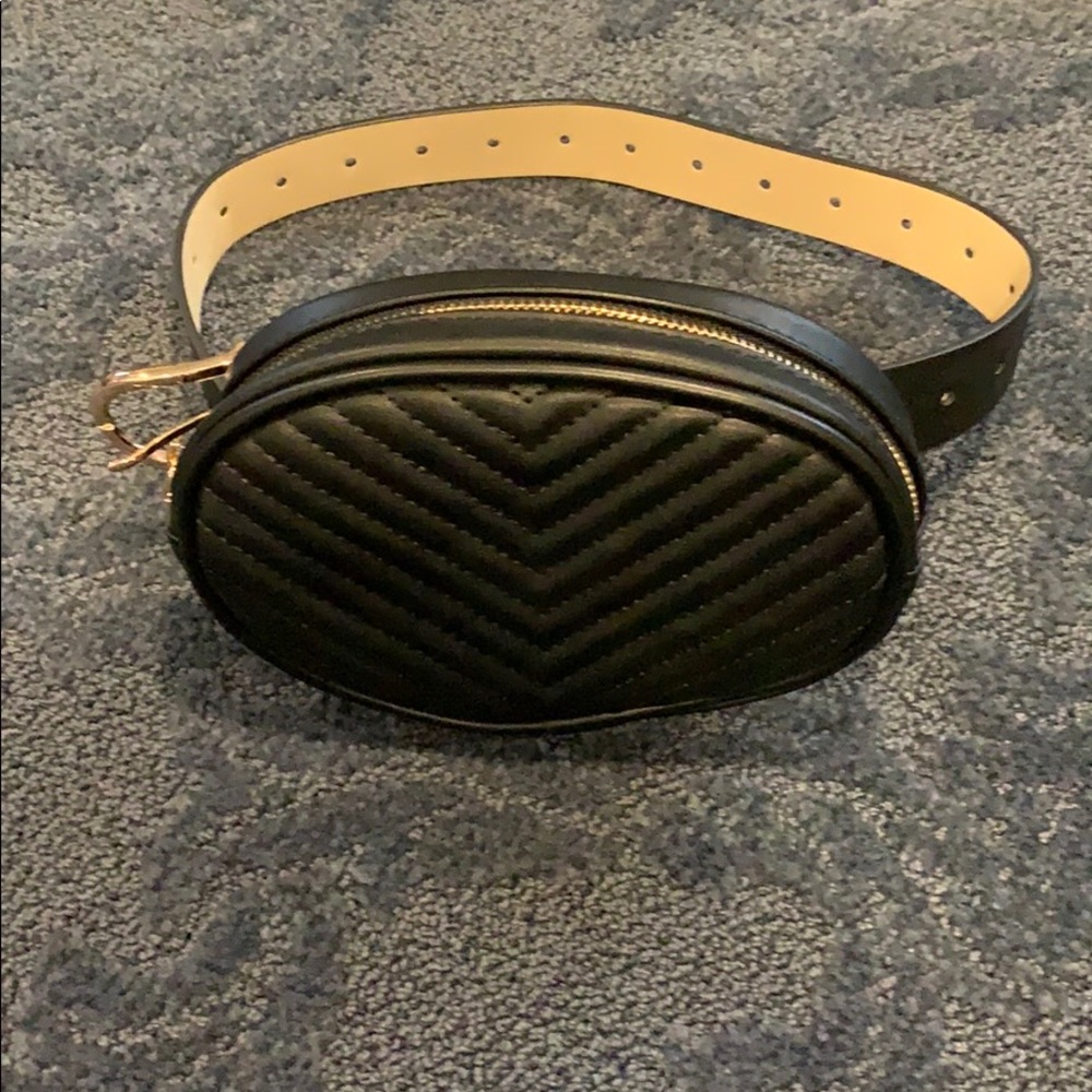 Chevron faux leather belt bag